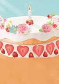 G&acirc;teau d'anniversaire aux fraises et fleurs